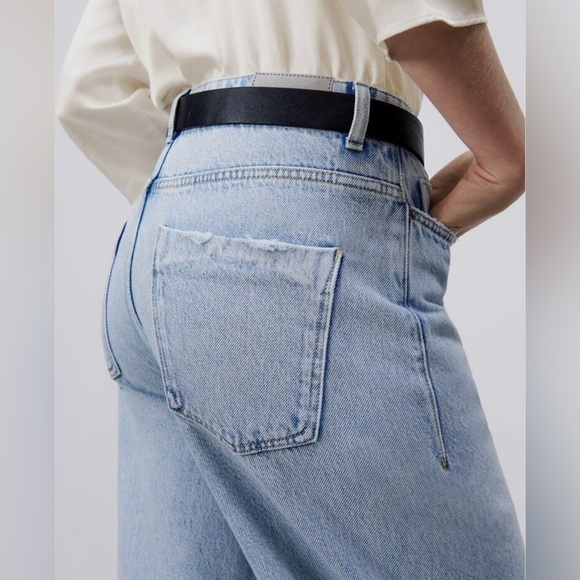 NWOT ZARA WIDE LEG RIPPED JEANS - Picture 3 of 6